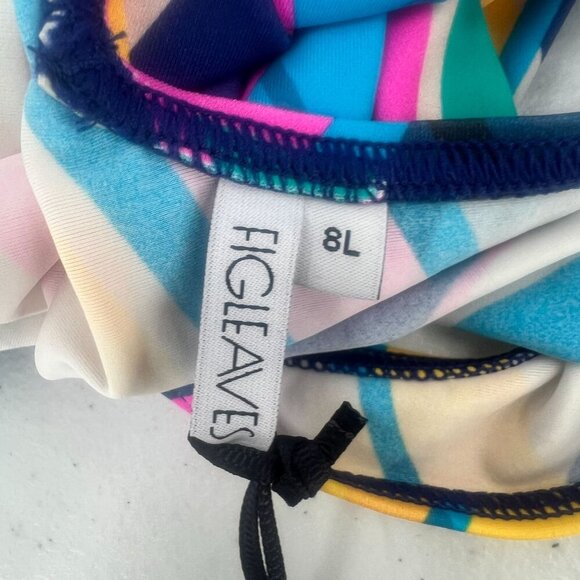 Figleaves Women Size 8L Colorful Geometric One Piece Swimsuit - Picture 2 of 12